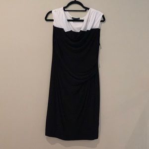 Black and cream scoop neck dress